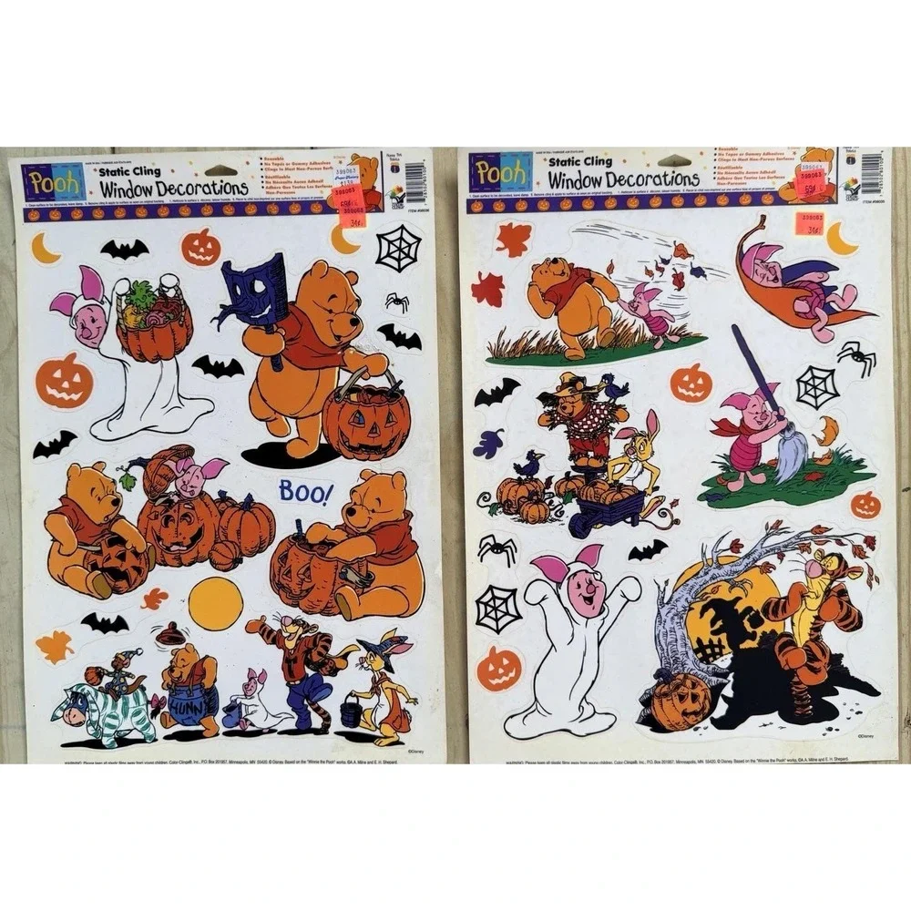 VTG Disney Classic Winnie The Pooh Halloween Window Clings Tigger Piglet Eeyore